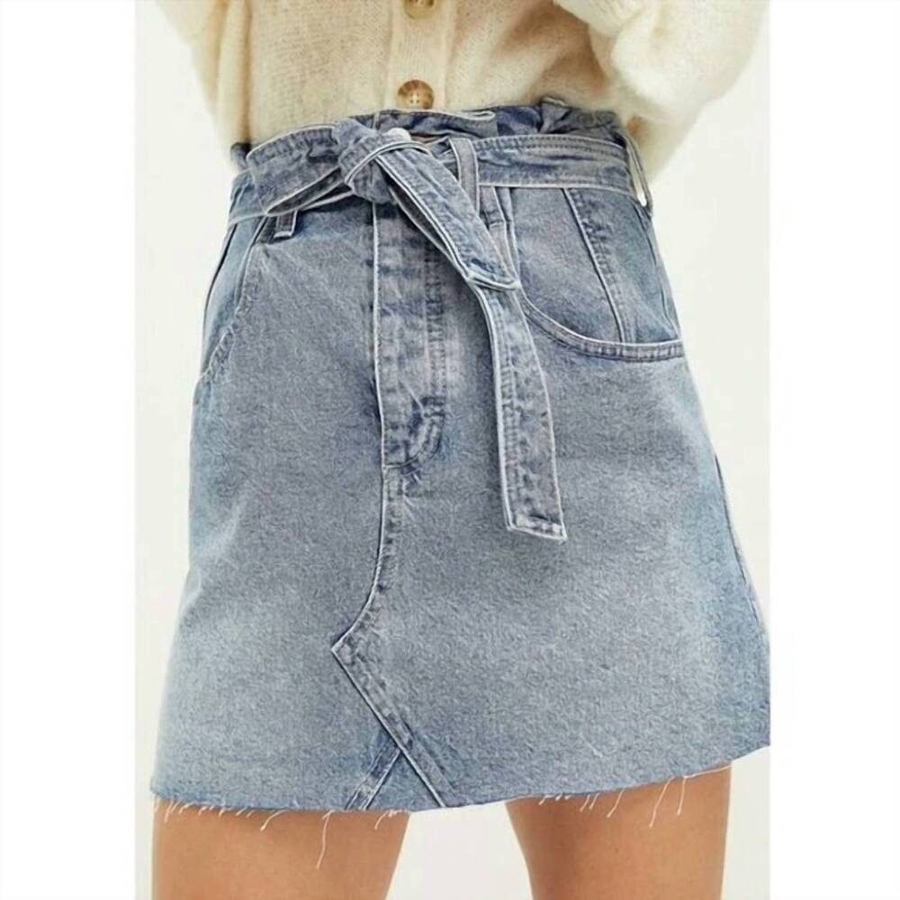 NEW FREE PEOPLE east of eden denim mini skirt in mid indigo